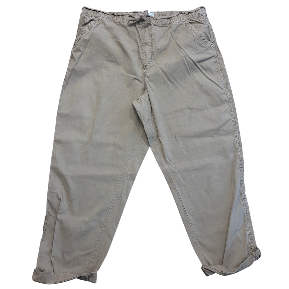 Sonoma Womens Plus 0X Khaki Tan Stretch Pull Utility Pants Norm Beach Gorpcore